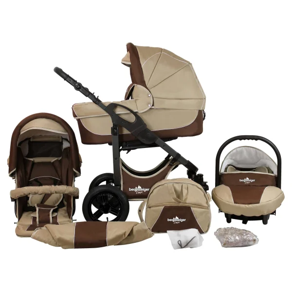 Bergsteiger 10tlg. Set: Kombi Kinderwagen “Capri” In Beige/Braun 1