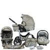 Bergsteiger 10tlg. Set: Kombi Kinderwagen “Capri” In Beige/Gemustert 34