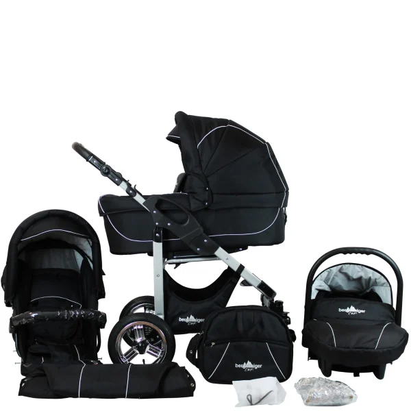 Bergsteiger 10tlg. Set: Kombi Kinderwagen “Capri” In Schwarz 1