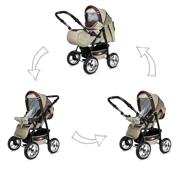 Bergsteiger 10tlg. Set: Kombi Kinderwagen “Rio” In Beige/Braun 3