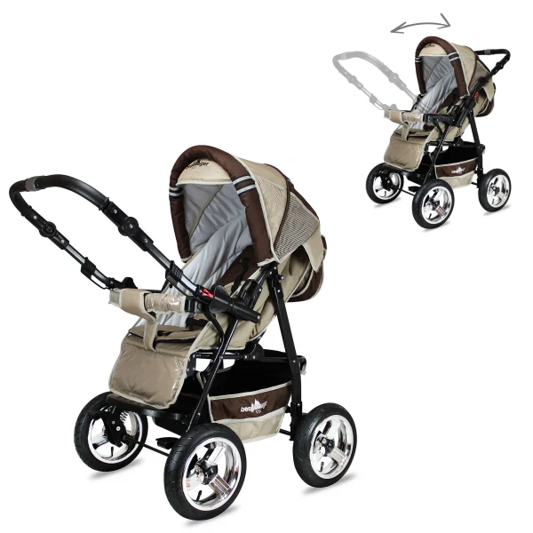 Bergsteiger 10tlg. Set: Kombi Kinderwagen “Rio” In Beige/Braun 5