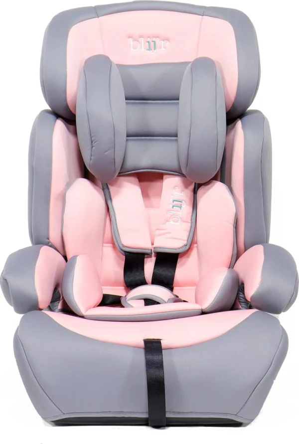 Blij’r Ivo – Autositz – Klasse 1,2,3 – Geeignet Für 9-36 Kg – Mit Extra Polsterung Und 5-Punkt-Gurt – In Pink/Grau 1