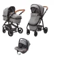 Fillikid Kombi Kinderwagen Panther, 3 In 1, Hellgrau Melange 34