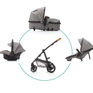 Fillikid Kombi Kinderwagen Panther, 3 In 1, Hellgrau Melange 20