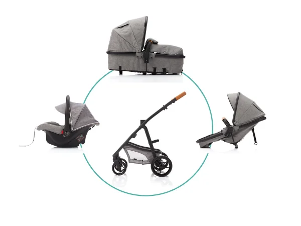 Fillikid Kombi Kinderwagen Panther, 3 In 1, Hellgrau Melange 6