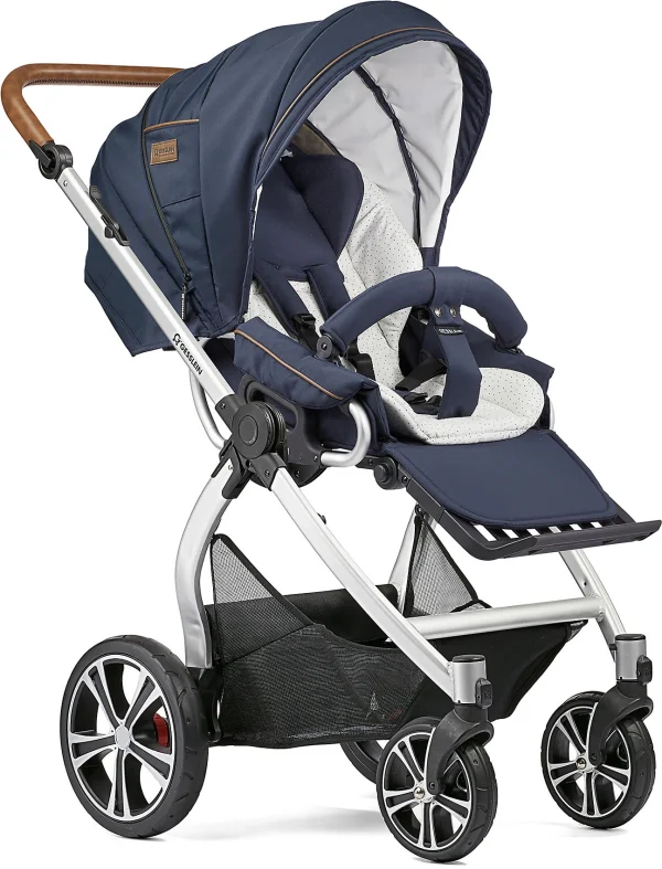 GESSLEIN Kombi Kinderwagen FX4 Classic Inkl. C4 Wanne, Gestell Elox/tabak, Blau 5