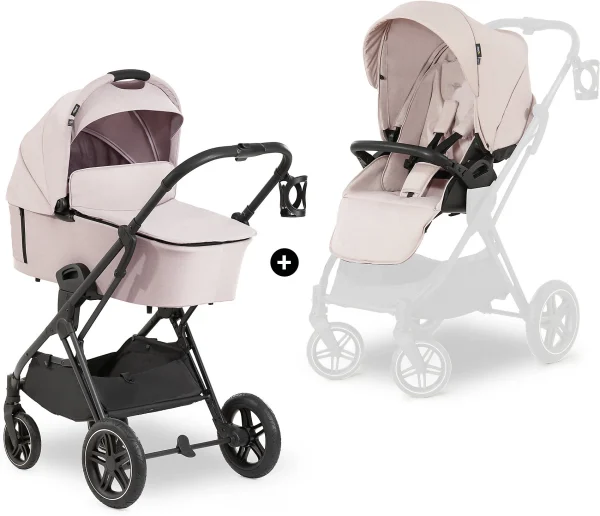 HAUCK 2in1 Kombi Kinderwagen Vision X Set Black, Melange Beige 1