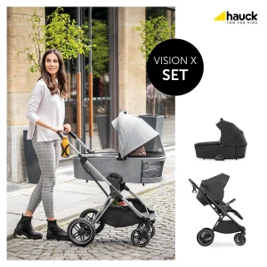 HAUCK 2in1 Kombi Kinderwagen Vision X Set Black, Melange Black 18