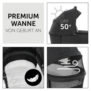 HAUCK 2in1 Kombi Kinderwagen Vision X Set Black, Melange Black 20