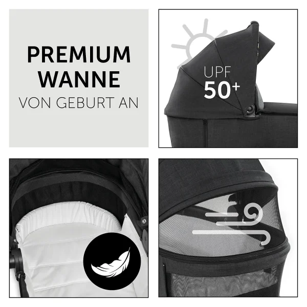 HAUCK 2in1 Kombi Kinderwagen Vision X Set Black, Melange Black 6