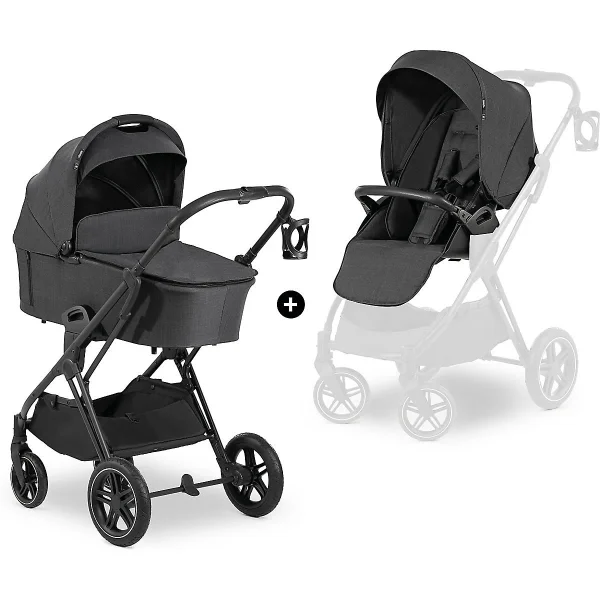 HAUCK 2in1 Kombi Kinderwagen Vision X Set Black, Melange Black 1