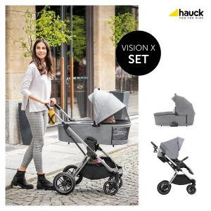 HAUCK 2in1 Kombi Kinderwagen Vision X Set Silver, Melange Grey 20