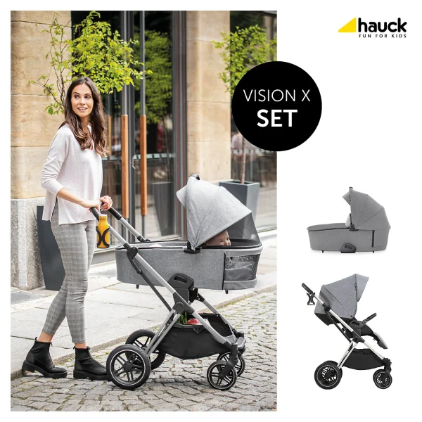 HAUCK 2in1 Kombi Kinderwagen Vision X Set Silver, Melange Grey 6