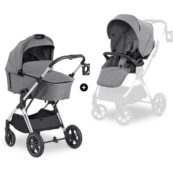 HAUCK 2in1 Kombi Kinderwagen Vision X Set Silver, Melange Grey 1