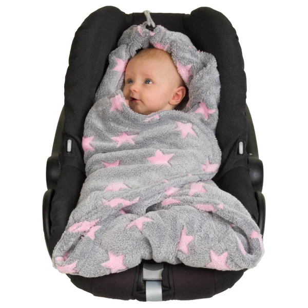 Hoppediz Einschlagdecke Fleece Babydecke In Sterne Grau-rosé 1