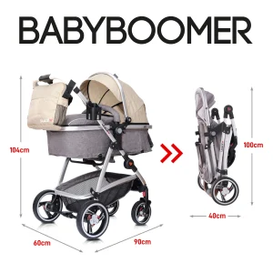 Lalalux Kinderwagen ” Babyboomer ” In Beige/dunkelgrau 12