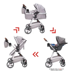 Lalalux Kinderwagen ” Babyboomer ” In Beige/dunkelgrau 16