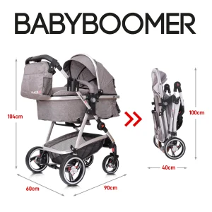 Lalalux Kinderwagen ” Babyboomer ” In Dunkelgrau 12