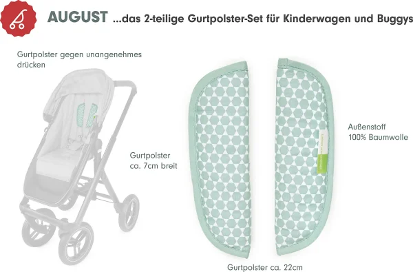 Liebes Von Priebes AUGUST Gurtpolster-Set Für Kinderwagen Und Buggys – Prisma, Mint, 2-tlg. 4