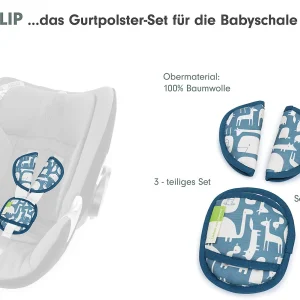 Liebes Von Priebes PHILIP Gurtpolster-Set Für Babyschalen – Animali, Blau, 3-tlg. 9