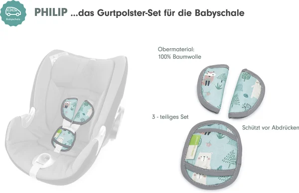 Liebes Von Priebes PHILIP Gurtpolster-Set Für Babyschalen – Foret, 3-tlg. 4