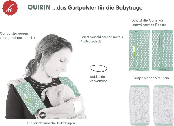 Liebes Von Priebes QUIRIN Gurtpolster-Set Für Die Babytrage – Prisma, Mint, 2-tlg. 5