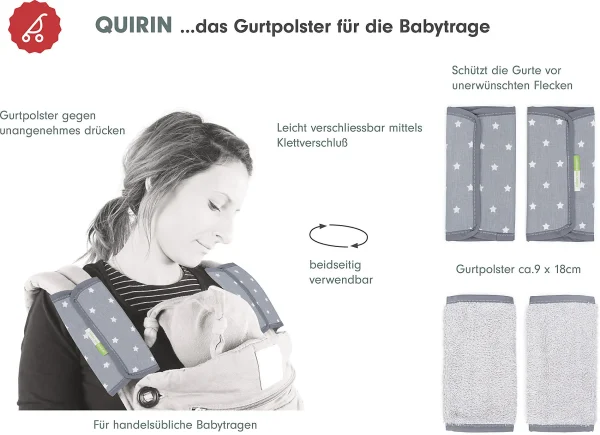 Liebes Von Priebes QUIRIN Gurtpolster-Set Für Die Babytrage – Stars, Grau, 2-tlg. 5