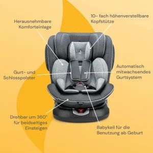 Osann Kindersitz “Eno360” In Dark Grey Melange – Gruppe 0+/1/2/3 12