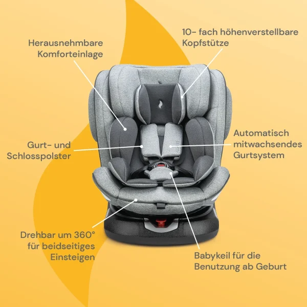 Osann Kindersitz “Eno360” In Light Grey Melange – Gruppe 0+/1/2/3 3