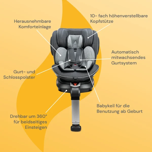 Osann Kindersitz “Eno360 SL” In Dark Grey Melange – Gruppe 0+/1/2/3 3