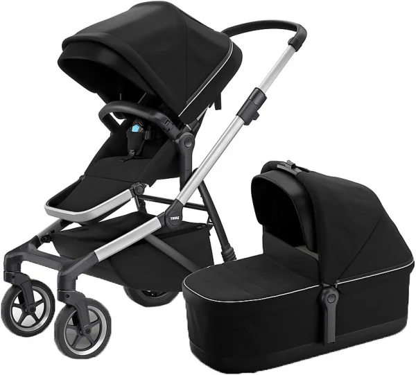 Thule Sleek + Bassinet, Stadtbuggy Mit Kinderkörbchen, Midnight Black 1